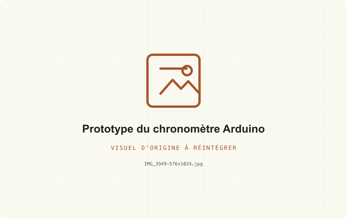 Prototype du chronomètre Arduino — visuel d’origine à réintégrer