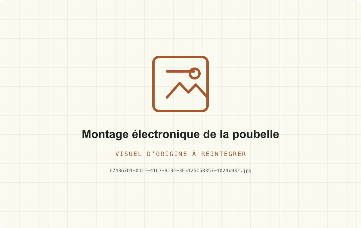 Montage électronique de la poubelle — visuel d’origine à réintégrer