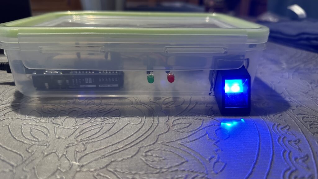 Arduino biometric safe box prototype in Tupperware